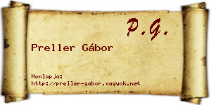 Preller Gábor névjegykártya